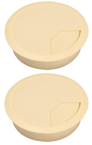 60MM Plastic Desk Grommet, Desktop Cable Hole Cover Round Wire Grommets for Office, Computer Desk, Home (Pack of 2, Beige)