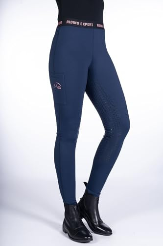 HKM Graz Style Fond 1/1 en Silicone Leggings d'équitation pour Femme Rouge 44/46