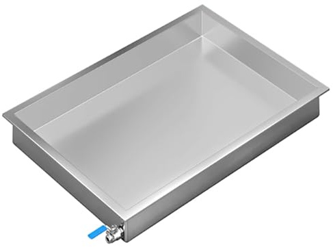 QSNYJPL Water Drain Tray Bottom Watering Tray Stainless Steel Condensate Drain Pan Drain Outlet Large Oil Drip Pan, Drip Pan for Portable Air Conditioner(80x60x10cm/31x24x4in)