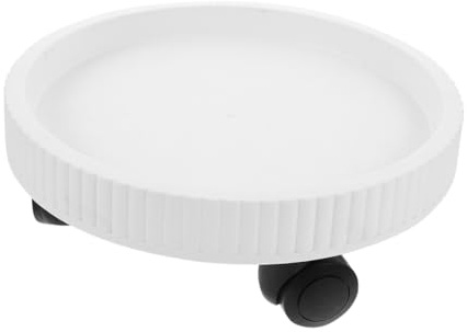 AKOOSY Plateau Roulant pour Pots de Fleurs en Polypropylène Blanc 220 Mm, Support Mobile à roulettes pour Jardin Intérieur et Balcon, Base Ronde Solide pour Plantes en Pot
