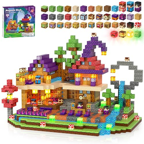 Kryzomat Magnetische Bausteine Leuchtend 150 Teile, Magnetbausteine Kinder | Magie Thema, Magnetic Building Blocks mit Licht, Magnetwürfel für Jungen Mädchen, STEM Spielzeug ab 3 Jahre