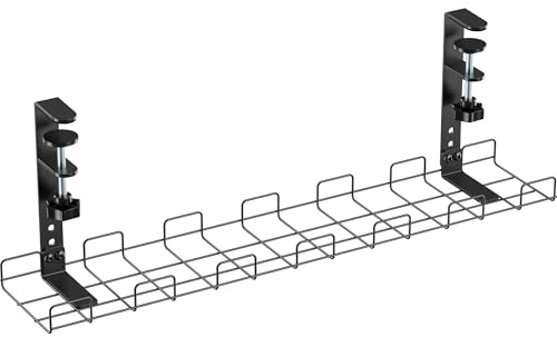 InLine Kabelführungs-Gitter 60cm, Untertisch Kabelmanagement, Schraubklemmen, Metall, ohne Bohren, schwarz, 23190G