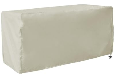 predolo Housse de protection rectangulaire imperméable avec cordon de serrage pour coffre de terrasse, banquette de rangement, causeuse, table de foyer, Beige, S