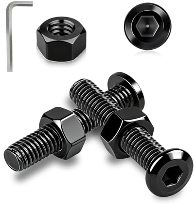 Ezitruz M6 Schrauben Schwarz, 20 Stk Flachkopfschrauben Edelstahl M6x30 mm Linsenkopfschraube Innensechskantschrauben Edelstahlschrauben A2 V2A mit Muttern Sechskantschrauben für Holz Möbelreparatur