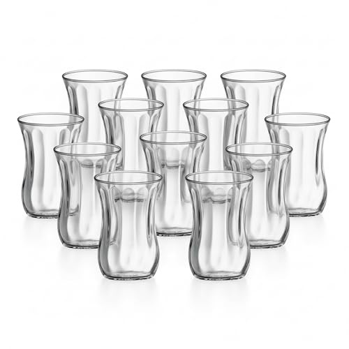 Der-Porzellan-Laden by Pasabahce Üsküdar Teegläser 120 ml, 12er Set, Tee Gläser aus hochwertigem Kristallglas, spülmaschinengeeignet