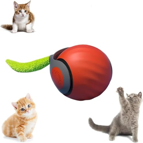 Générique Balle De Jouet pour Chat à Déplacement Automatique 2026, Balle Intelligente Rechargeable par USB, Réglage à Deux Vitesses，pour Chats De Tous âges Convient (Orange)