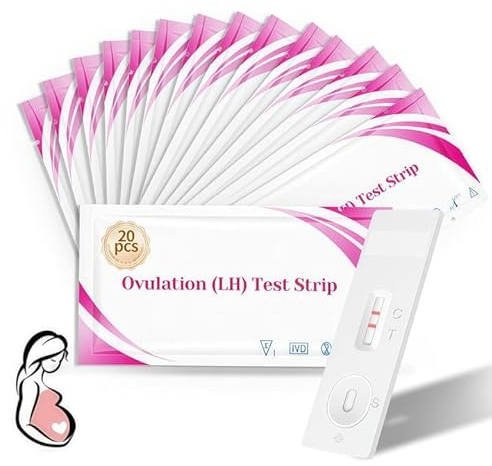 20 Pièces Tests d'Ovulation,Surveillance Naturelle du Pic de Fécondité,Tests de l'Ovulation Facile à utiliser,Résultats Visibles en Quelques Minutes