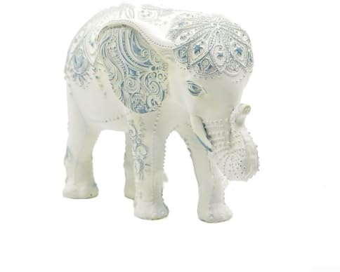 Estatua de elefante de resina acabada a mano diseño minimalista para sala de estar dormitorio (azul elefante)