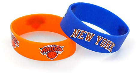 aminco NBA New York Knicks Silicone Rubber Bracelet Wristbands, 2-Pack (NBA-BC-207-04-OIH)