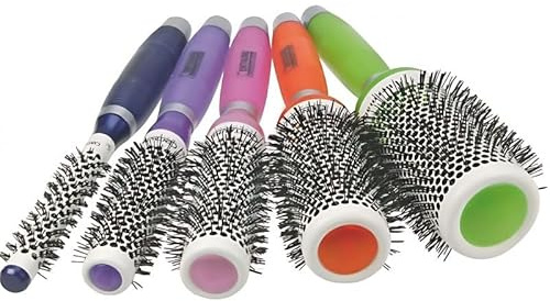Centaure Professionelles Keramik-Rundbürsten-Set, Silikongriff, Erleichtert das Entwirren und Stylen der Haare, Alle Haartypen, Frauen, Weiblich, Blau