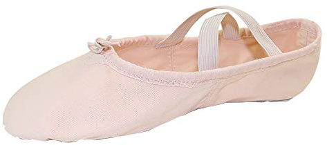 Danzcue Adult Canvas/Leather Ballet Shoes Split Sole Ballet Slippers for Women Dance Shoes, Pink, 7M