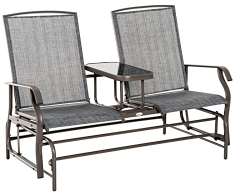 Outsunny Hollywoodschaukel für den Garten mit Zwei Plätzen mit Tisch 81 × 147 × 100 cm