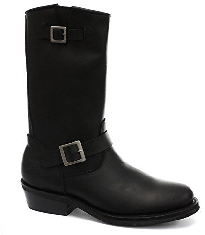 Grinders Schleifer New Rebel Schwarz Unisex Glatte Sohle Leder West Motorradfahrer Hohe Stiefel 39