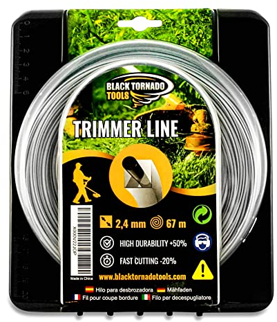 Verstärkter Faden für Motorsense, 4 mm, professionelle Qualität, 2,4 mm, 67 m, universelle Ersatzteile für Stihl Motorsense, Premium-Verpackung (2,4 mm x 67 m)