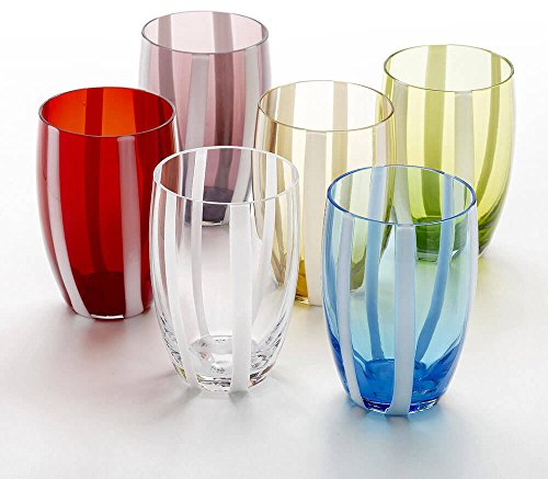 Zafferano Gessato Tumbler Set 6 Bicchieri Acqua Colori Vari