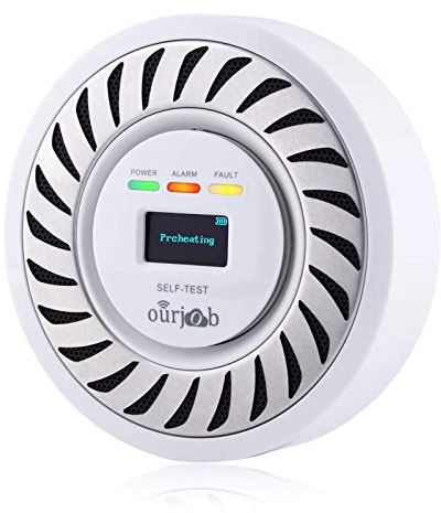 Rilevatori di monossido di carbonio, Sensore elettrochimico Allarme CO, Tester per batterie CO al litio ricaricabile, USB Plug in CO Monitor con display digitale OLED per Home/Garage/Caravan (Bianco)