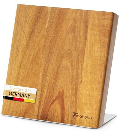 Messerblock Magnetisch Ohne Messer aus Akazienholz – Magnet-Messerhalter Universal Unbestückt Holz – Edler Holzblock als Küchen-Organizer Utensilienhalter Aufbewahrung – Knife Holder Block | mahona