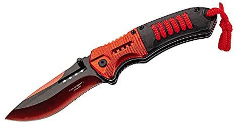 Herbertz, Einhandmesser, Klappmesser, Klinge: 9.0 cm, 585012, Stahl AISI 420, beschichtet, Liner Lock, rot-schwarzes Kunststoff-/Aluminumheft, Paracord