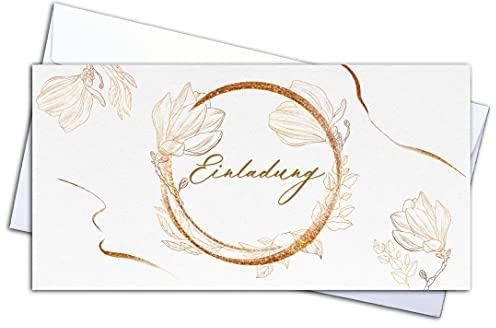 20er Einladungskarten-Set Qualitätsdruck mit Umschlägen - Eukalyptus Design. Perfekt für Hochzeit, Taufe, Konfirmation, Kommunion, Ruhestand, Geburtstage Jubiläum & mehr - Blanko Klappkarten