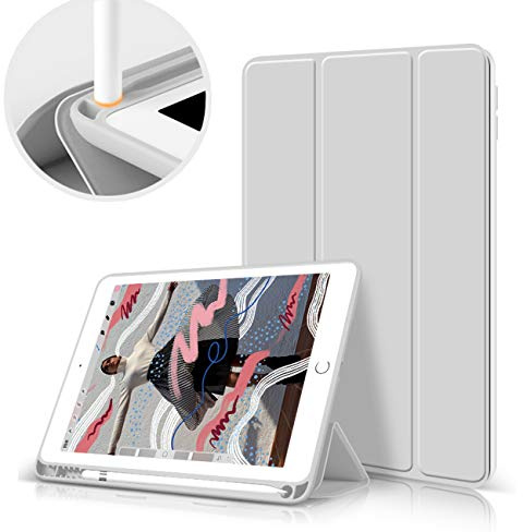 aoub Hülle für iPad 9./8./7. Generation 10,2 Zoll 2021/2020/2019 | Hülle mit Stifthalter Dünn Leicht Smart Schutzhülle Standabdeckung Auto Aufwachen/Schlafen für iPad 9/8/7 Gen, Grau