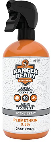 Ranger Ready Repellents Permethrin Spray for Clothes and Outdoor Gear - Permethrin Insect & Tick Repellent - Scent Zero (24 fl oz, Pack of 1)