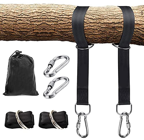 Schaukel Befestigung, Hängematte Befestigung für Bäume geeignet 2 Stücke 150cm x 5cm Baumgurt Hängematte Aufhängung mit 2 Premium Karabinern, hält bis zu 1000 kg mit Aufbewahrungstasche