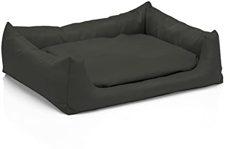 Juelle Hundebett aus Kunstleder Hundebett Kuschelbett Sofy Rex S-XXL (120x90cm, Graphit)