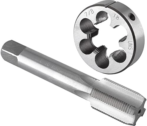 Burkit 7/8 Zoll-18 UN-Gewindebohrer und Schneideisen Set, 7/8 x 18 UN-Maschinengewindebohrer und runde Schneideisen rechts