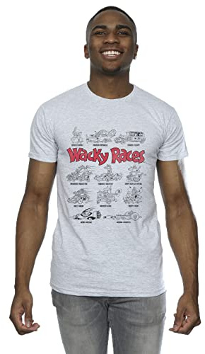 Absolute Cult Wacky Races Men's Car Lineup T-Shirt Sport Grey X-Large