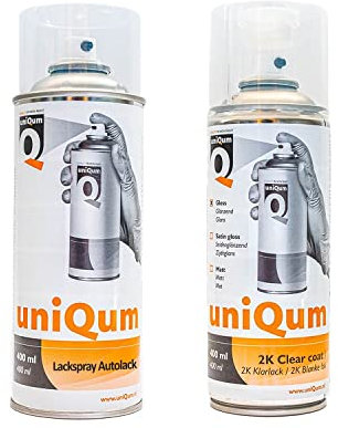 UniQum Autolack + Klarlack 2K Spraydose BUGATTI RED V 504 Autolack Reparatur 2 x 400 ml