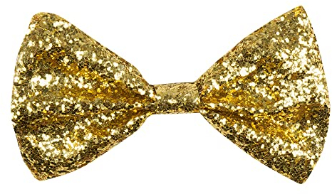Glitzer-Fliege, luxuriös, funkelnd, Pailletten-Party mit elastischem Band, Zubehör, perfekt für Tanz und Bühnenkrawatte, Zirkus, Kostüm, Show, Junggesellinnenabschied, Verkleidung, gold, One size