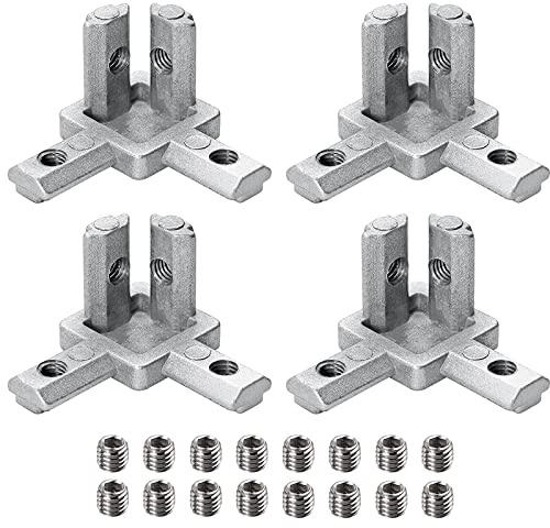 4 Stück 3-Weg Eckverbinder Profilverbinder, 3D Winkelverbinder Verbinder Halter Mit Schrauben Für 20mm/30mm/40mm Nut 6/8 Aluprofil (2020 Nut 6 M4)