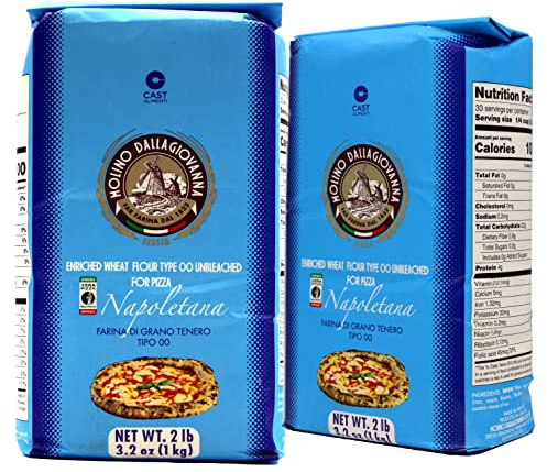 Molino Dallagiovanna La Napoletana High Tempature Long Fermentation Pizza Flour (AVPN Grade) Type 00 4.4 lbs Professionally packaged 2 pack in food grade polyolefin wrap