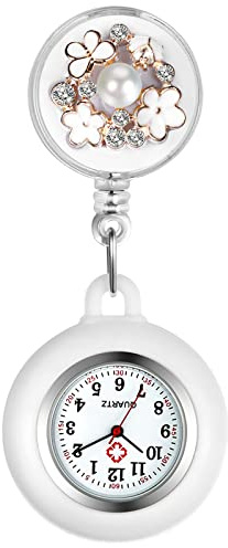 Avaner Uhren Krankenschwesteruhr aus Silikon: Blumen Schwesteruhr mit Clip Taschenuhr FOB Uhr Pflegeruhr Anlog Quarzuhr für Arzt Doktor Krankenschwester Medical