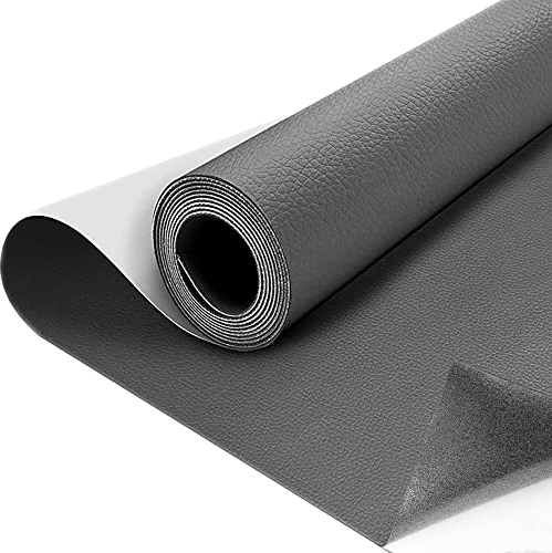 SZMMG Kunstleder Selbstklebend 60 * 300cm,Lederflicken Selbstklebend Grau, Küchenschränke, Wand, Sofa, Lederreparatur, Lederoptik Dekorfolie, Möbelfolie, Tapete, DIY, Kunstleder, Lederreparatur