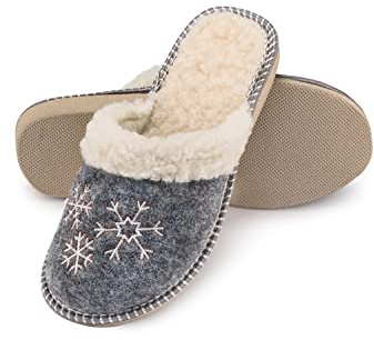 ESTRO Chausson Femme Hiver Chaud - Pantoufles Chaudes Chaussons Femme Feutre Pantoufle Hiver F04 (38, Blanc)
