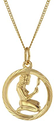 trendor Halskette mit Jungfrau Sternzeichen 333 Gold Ø 16 mm 41980-09-50 50 cm