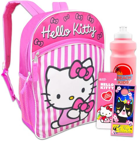 Hello Kitty Backpack School Supplies Set: 16 Hello Kitty School Bag, Bottle, Stickers, More for Girls