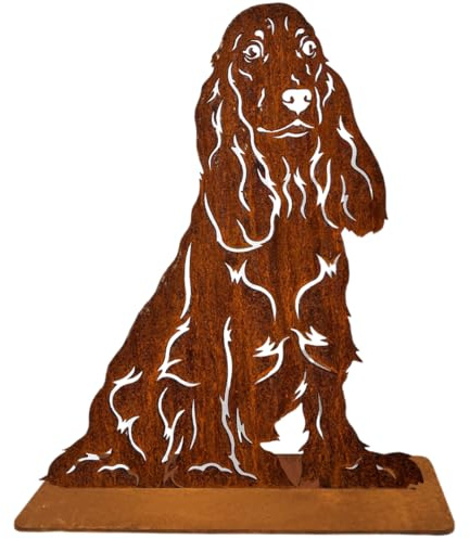 Terma Stahldesign Rost Hund Cocker Spaniel lebensgroß Metall Gartenfigur Handmade Germany wetterfest Gartendeko Tierfigur Grabdeko Geschenk