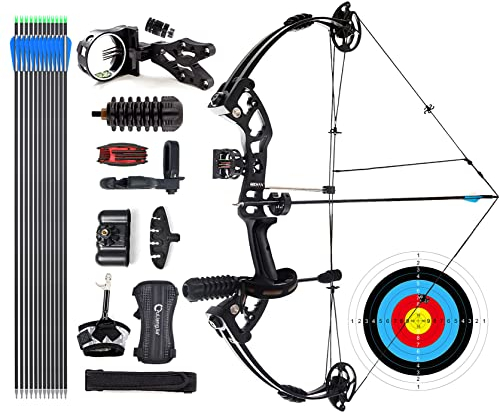 surwolf Compoundbogen Set, Jagd und Zielen, Zuggewicht 30–70 lbs einstellbar, bis zu IBO 320 FPS Geschwindigkeit, Jagdbogen, mit Bogenschießen Jagdzubehör (Schwarz 1#)