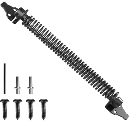 JZVXX 14-Inch Self Closing Gate Spring, Gate Closer, Gate Latch Spring with Adjustable Tool - Heavy Duty Carbon Steel - Black（th-hs-1）