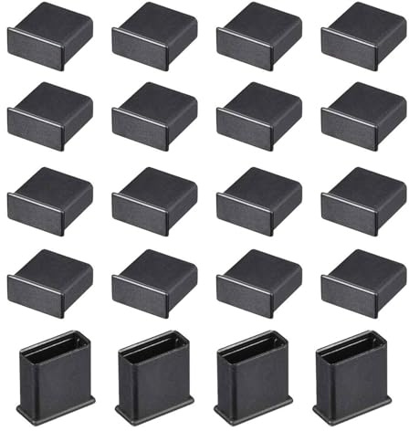 TOP-VIGOR 20Pcs USB Cap Port Cover Anti Dust, 13mmx5mm USB Plug Stopper Port Protector Lids, Black USB Cover Cap Laptop Port Protector
