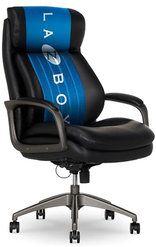 La-Z-Boy Nova Executive Office Chair - Ergonomic High Back Desk Chair with AIR Lumbar Support - Comfortable ComputerChair for Home Office - Vegan Leather - Black