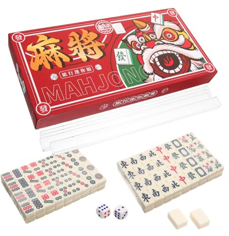 Abaodam Portable Mini Mahjong Set for Travel and Home Use, Compact Mahjong Game Kit Storage Case, Suitable for Dormitory and Party Gatherings
