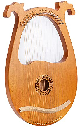 Leier Harfe Mahagoni Korpus Runder Rand Angenehmer Klang+Stimmschl ssel Saiten (Europäische Holzfarbe)