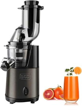 Exprimidor ideal para zumos frescos y nutritivos – lento, bajo consumo de energía, 70 rpm, silencioso, 20 x 30 x 40 cm, color gris, carcasa de aleación de acero, 200 W