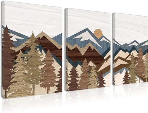 BINCUE Bergwald Wanddeko Wandbilder Sonne Wald Bilder Wohnzimmer 30x40cm