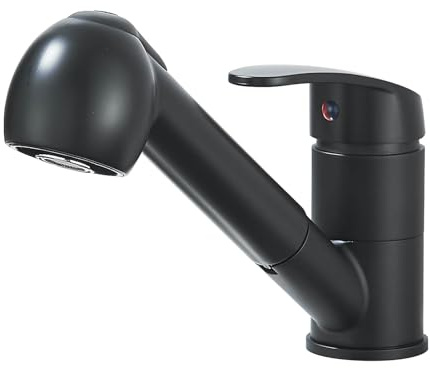 Cesinkin Wasserhahn Küche Ausziehbar Armatur Küchenarmaturen Herausziehbare Brause Schwarz Armaturenset Hochdruck Lang Ausziehbar 360° Drehbare mit 2 Sprühmustern Edelstahl