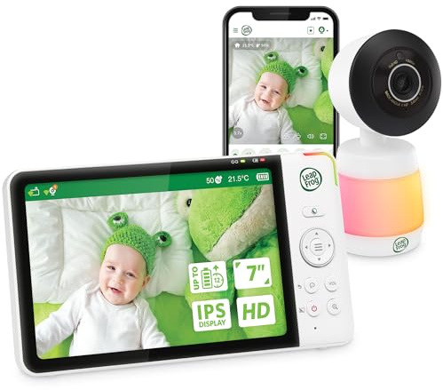 Leapfrog LF3917HD Smart WiFi Video Baby Monitor with Camera & Audio,Remote Camera Pan-Tilt-Zoom,7 HD 720p Display,110 Wide-angle view,Color Night Vision,Adaptive Touch Color Night Light,Two way talk