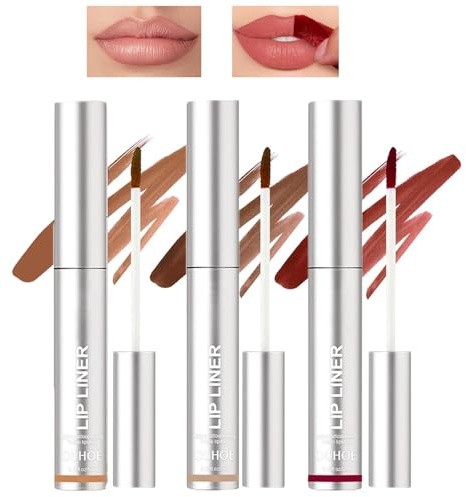 Sitovely Peel Off Lip Liner Stain, 3PCS Lip Stain Peel Off Matte Brown Lip liner, Langanhaltender Abziehbarer Lippenfleck, Lip Liner Tattoo Highly Pigmented Lip Tint Stain